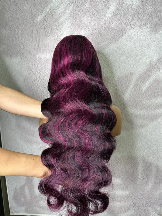 1B Purple Highlight 13x4 Lace Front Human Hair Wig