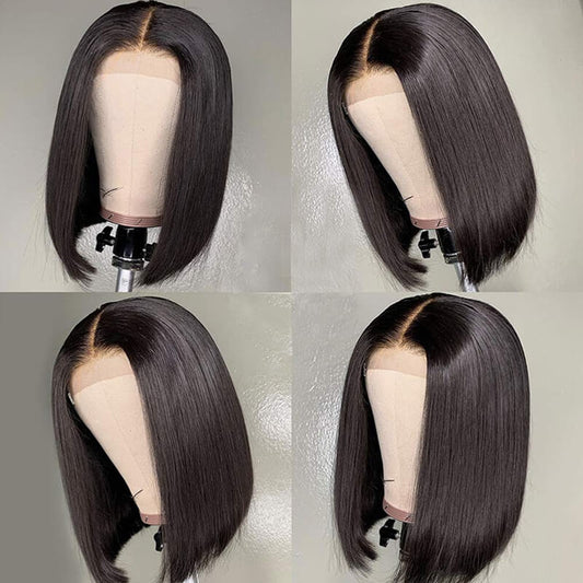 Straight 4x4 Transparent Lace Closure Bob Human Hair Wig