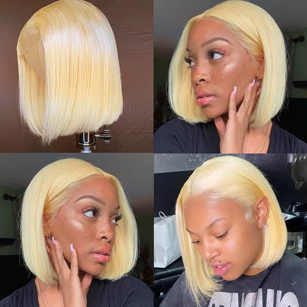 Blonde Bob Wig 13x4 Lace Front Straight Human Hair