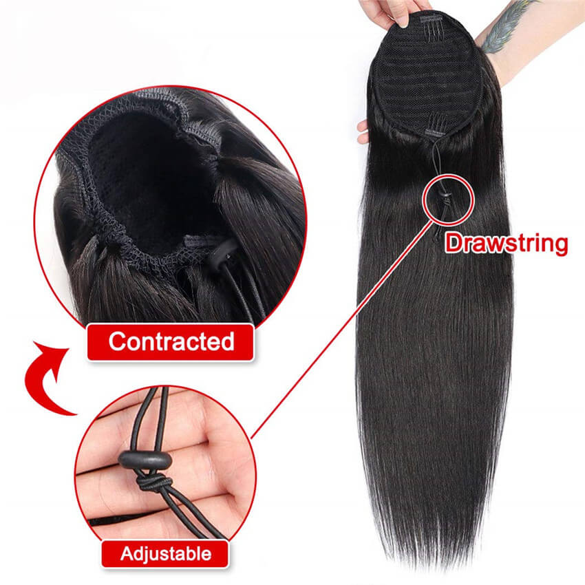 Drawstring Ponytail Virgin Hair Wrap Around Weight 100 Grams
