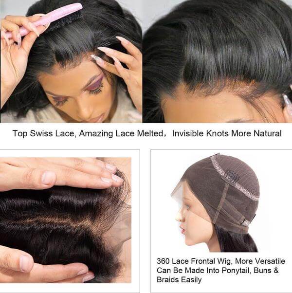 Deep Wave 360 Lace Wigs With Pre-plucked Hair Glueless Install