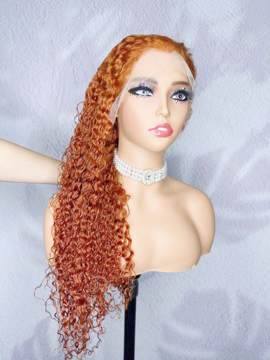 Hot orange ginger color #350 transparent 13x4 swiss lace front wig for women