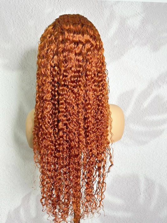 350 Ginger Orange Deep Wave 13x4 Lace Front Human Hair Wig