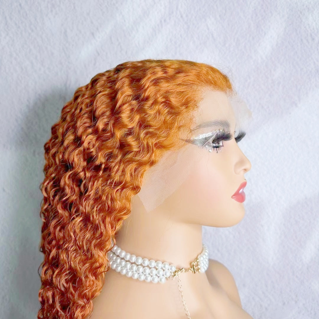 Hot orange ginger color #350 transparent 13x4 swiss lace front wig for women