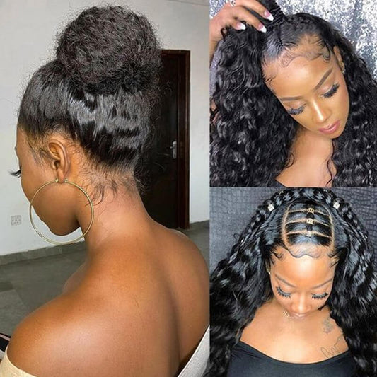 Glueless Deep Wave 360 Transparent Lace Frontal Human Hair Wig