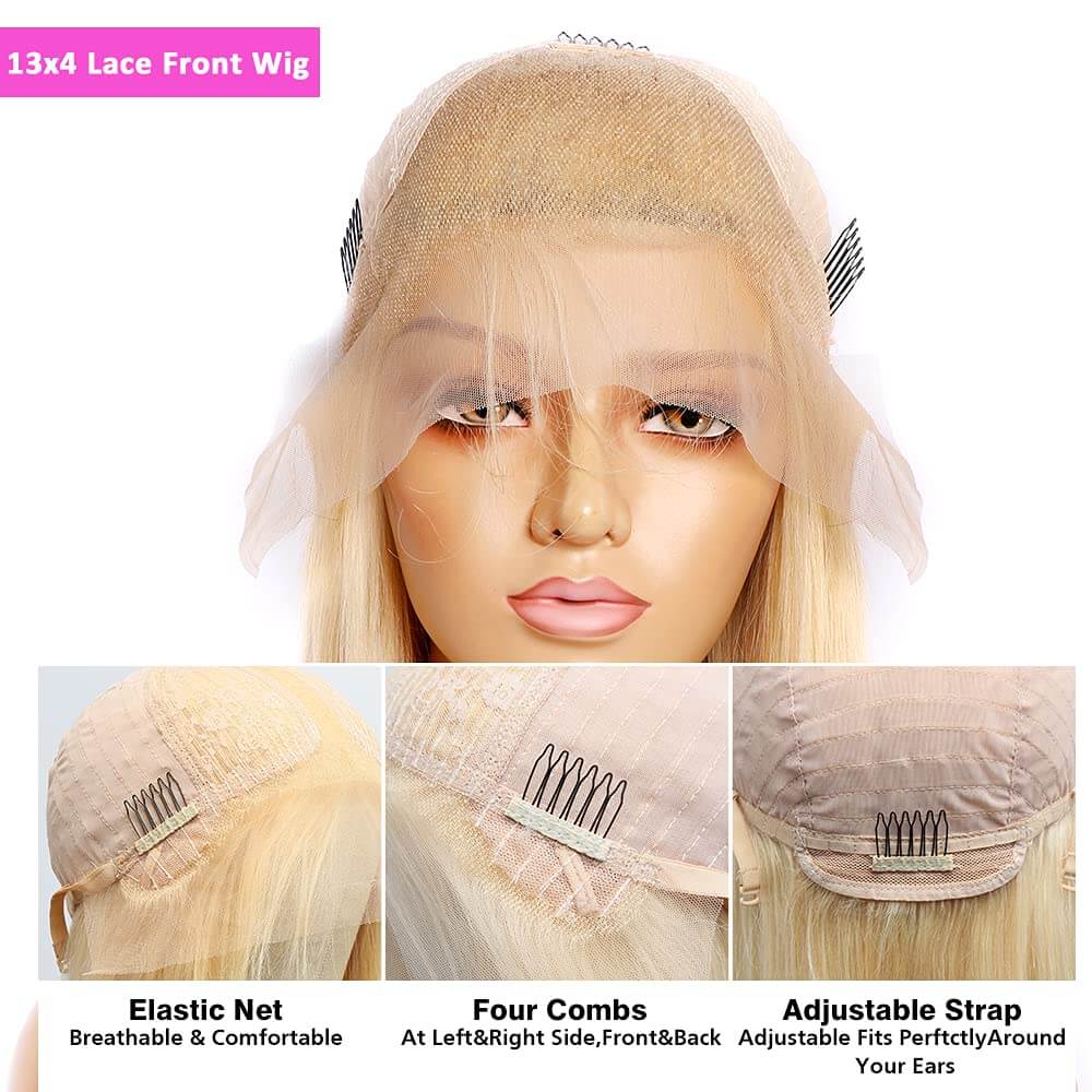 Blonde Bob Wig 13x4 Lace Front Straight Human Hair