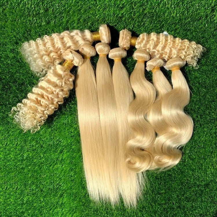 Premium Quality 15A Grade Blonde 613 Color Unprocessed Raw Hair Extension Weave Bundles