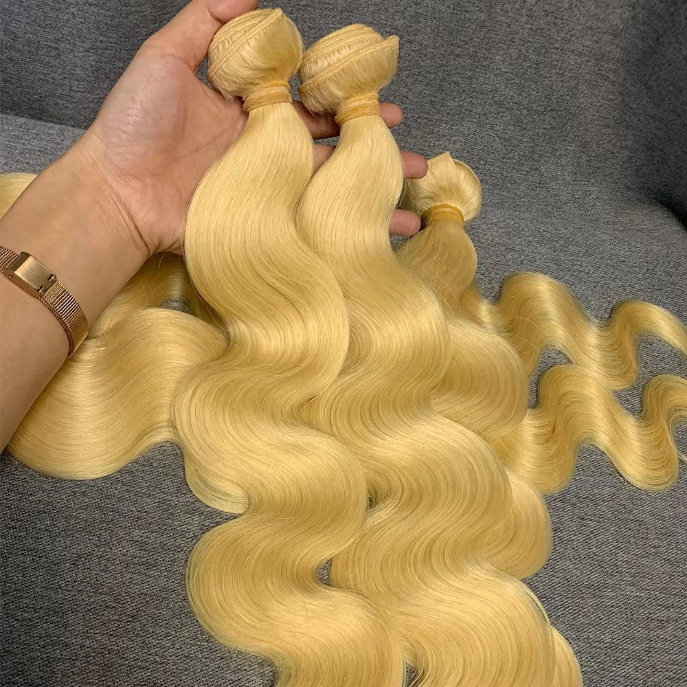 Premium Quality 15A Grade Blonde 613 Color Unprocessed Raw Hair Extension Weave Bundles