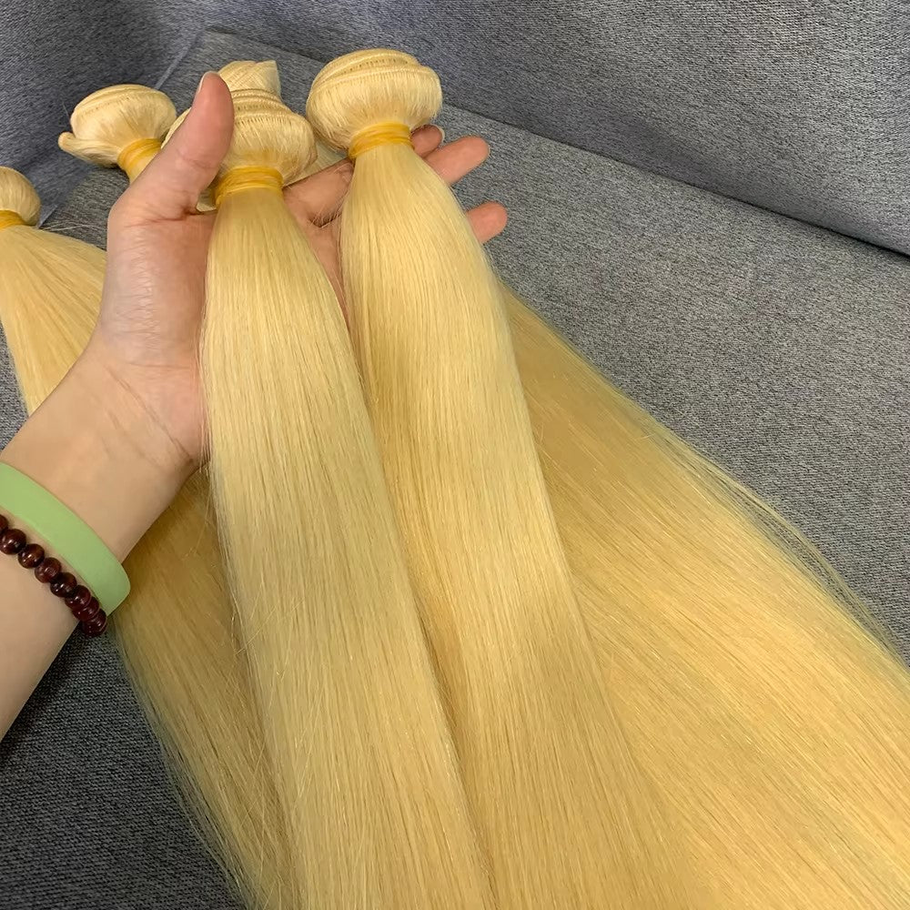 Premium Quality 15A Grade Blonde 613 Color Unprocessed Raw Hair Extension Weave Bundles