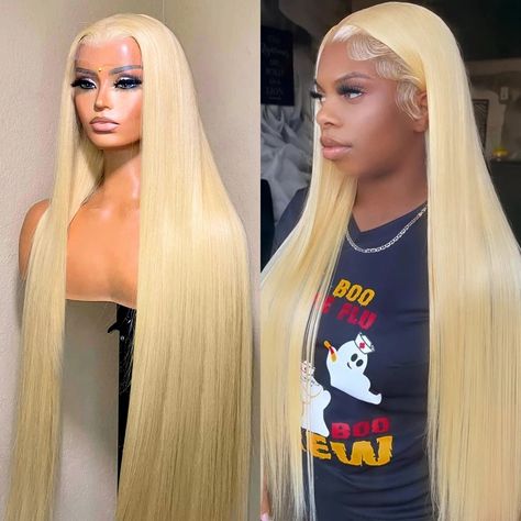 Straight blonde 613 color pre-plucked with baby hair 13x4 lace frontal wig human hair