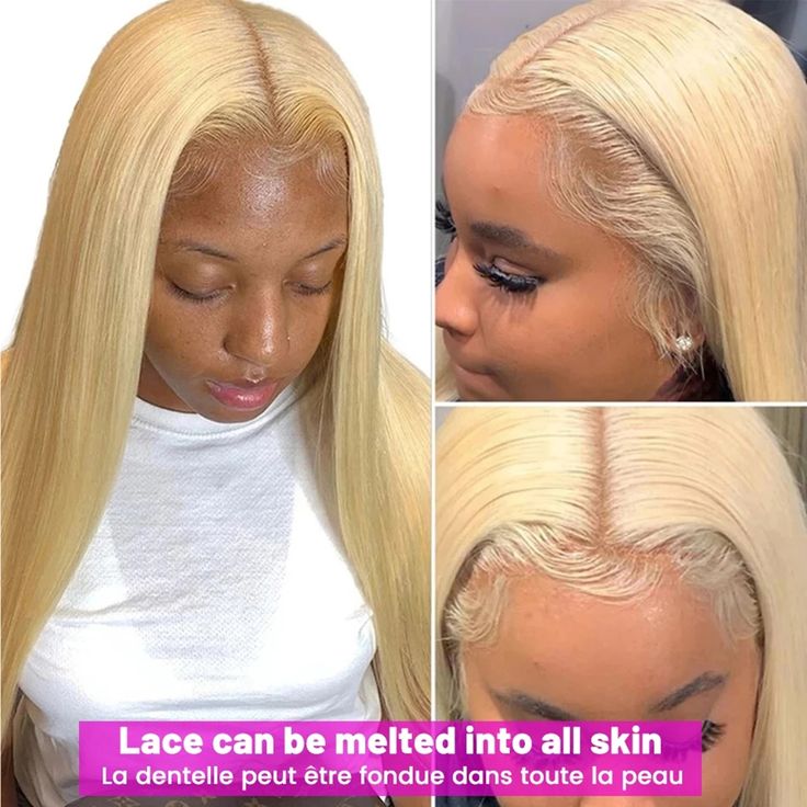 Straight blonde 613 color pre-plucked with baby hair 13x4 lace frontal wig human hair