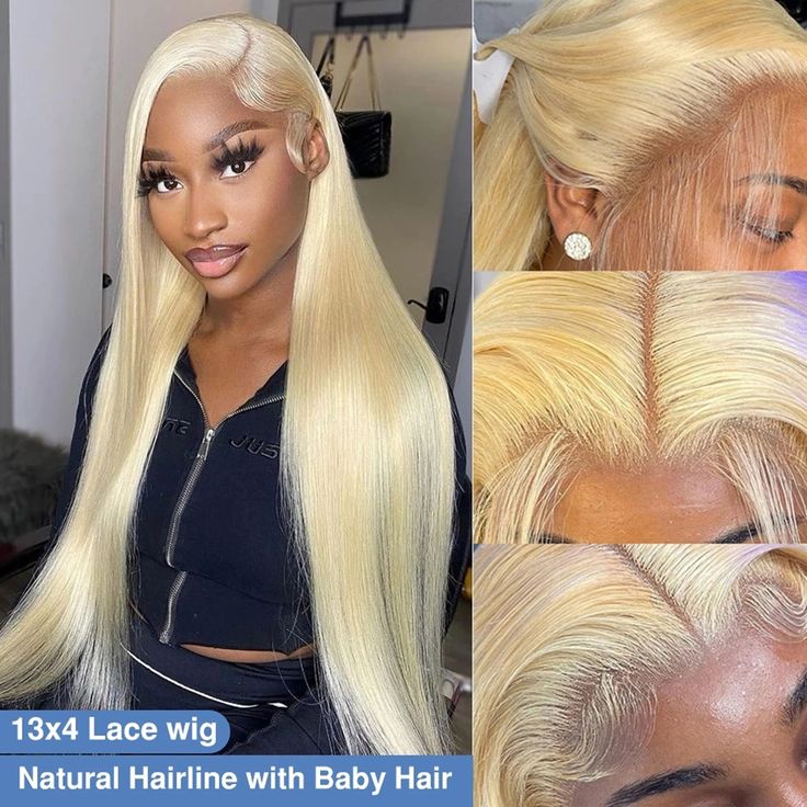 Straight blonde 613 color pre-plucked with baby hair 13x4 lace frontal wig human hair