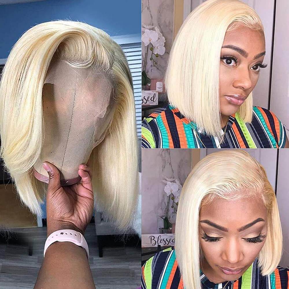 Blonde Bob Wig 13x4 Lace Front Straight Human Hair
