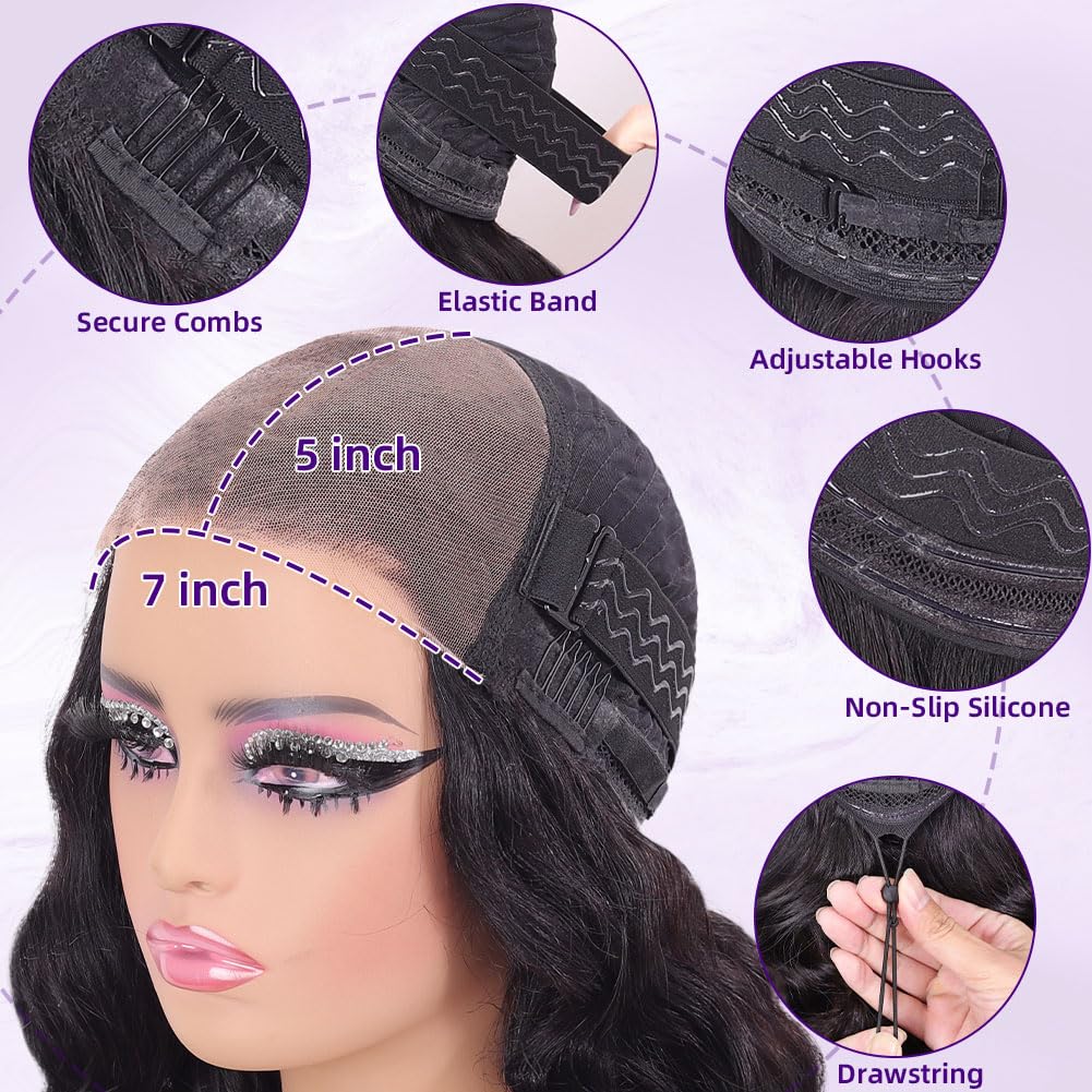 Glueless Straight 7x5 Lace Closure Human Hair Wig