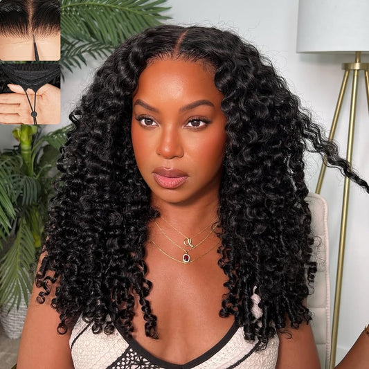 Wear and Go Drawstring Burmese Curly Glueless Pre Plucked HD 13x6 Lace Frontal Wigs Human Hair