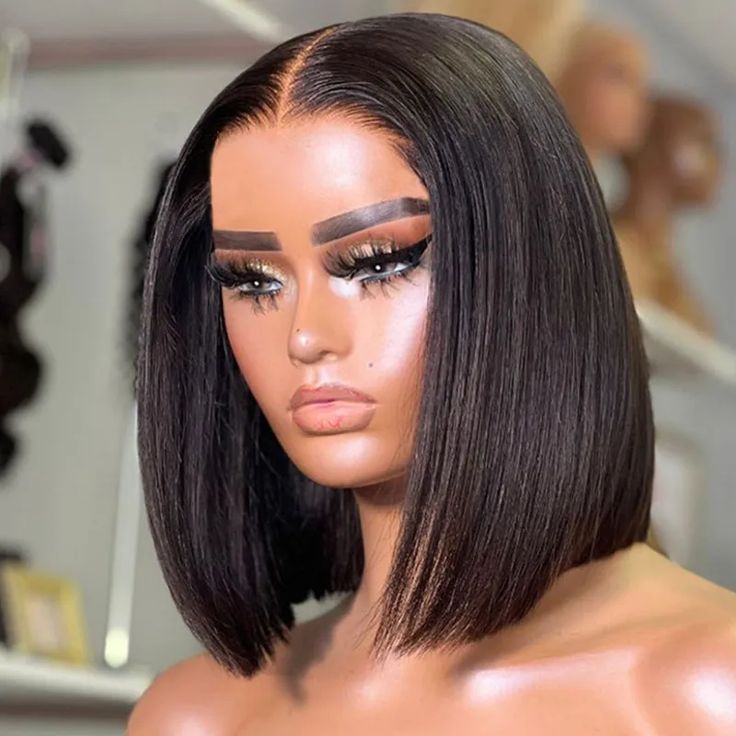 Short virgin human hair glueless 5x5 HD lace closure bob wigs for black women