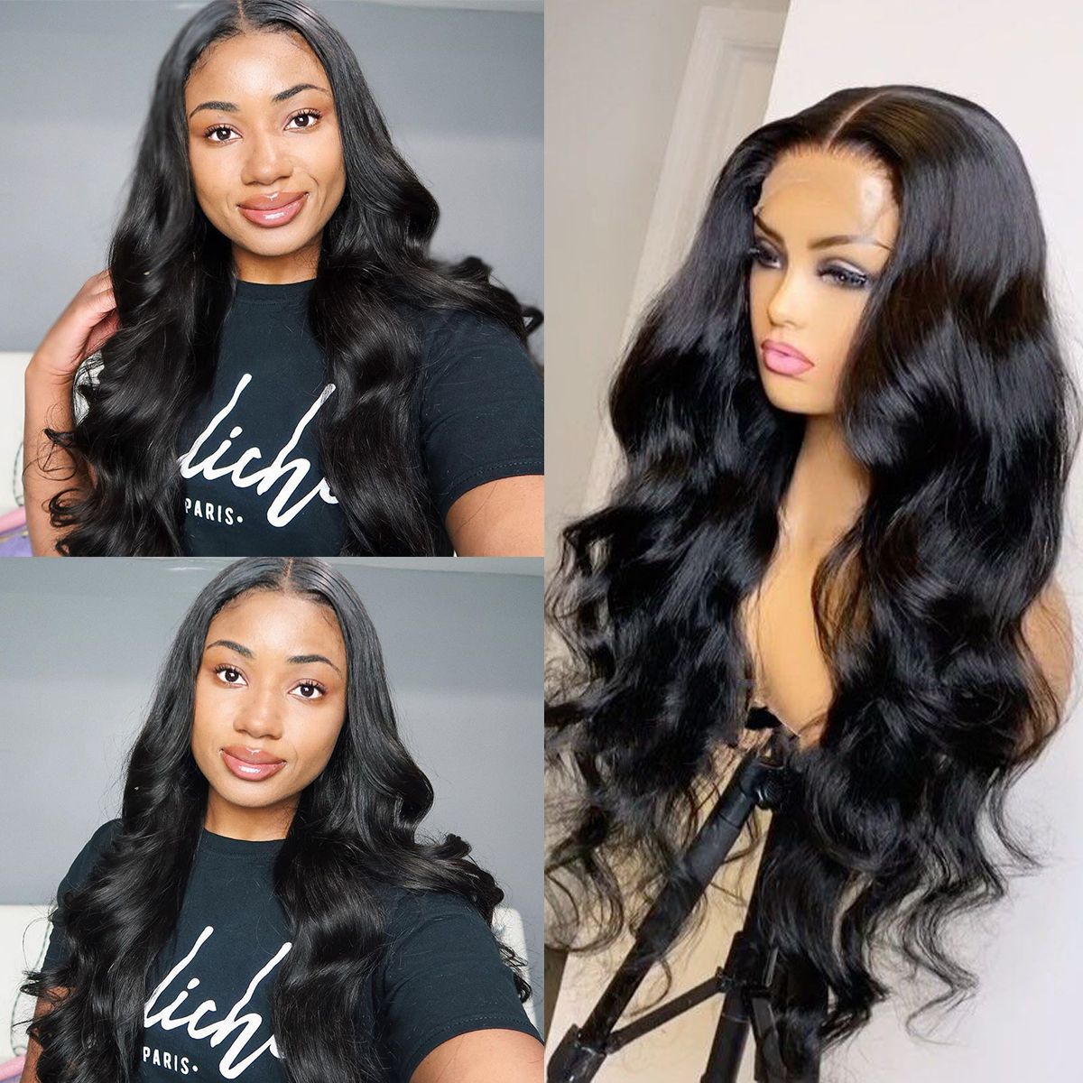 Body Wave 4×4 Transparent Lace Closure Wig Human Hair Wigs