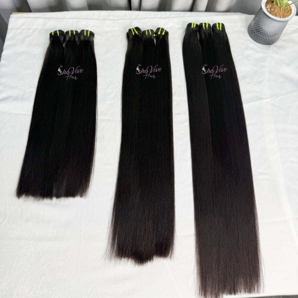 Hot sale vietnamese bone straight super double drawn human hair bundle weaves