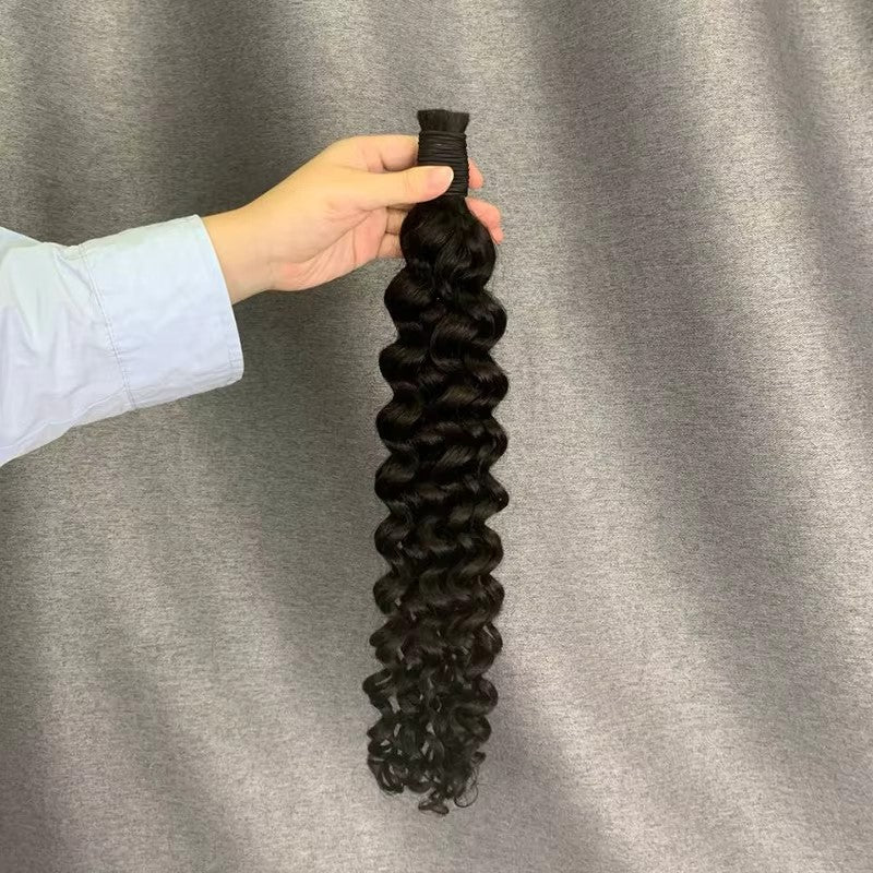 No Weft Bulk Human Hair Extensions For Braiding