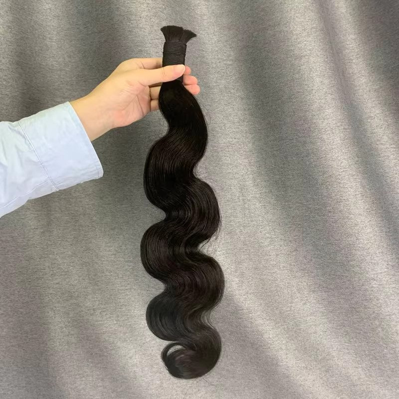 No Weft Bulk Human Hair Extensions For Braiding