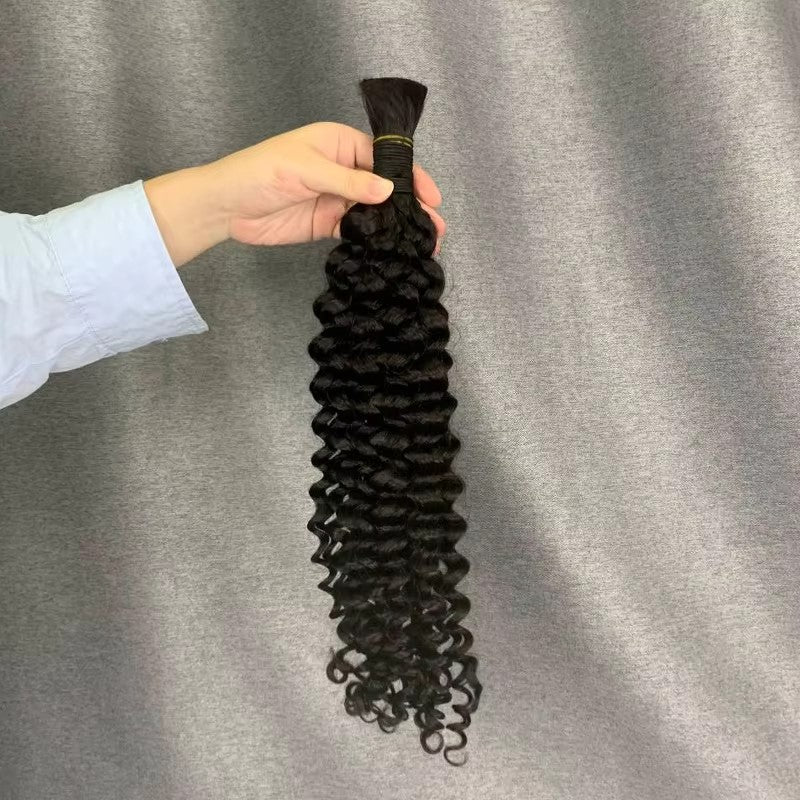 No Weft Bulk Human Hair Extensions For Braiding