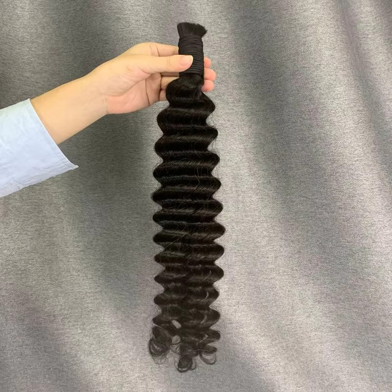 No Weft Bulk Human Hair Extensions For Braiding