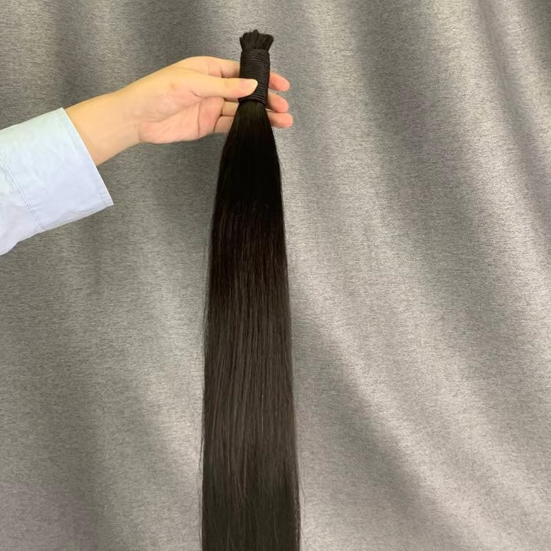 No Weft Bulk Human Hair Extensions For Braiding