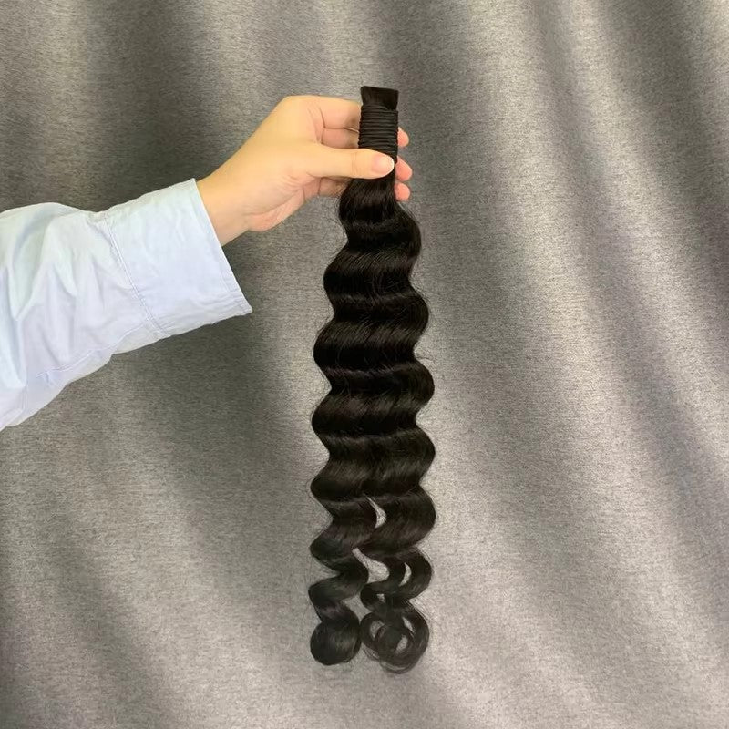 No Weft Bulk Human Hair Extensions For Braiding