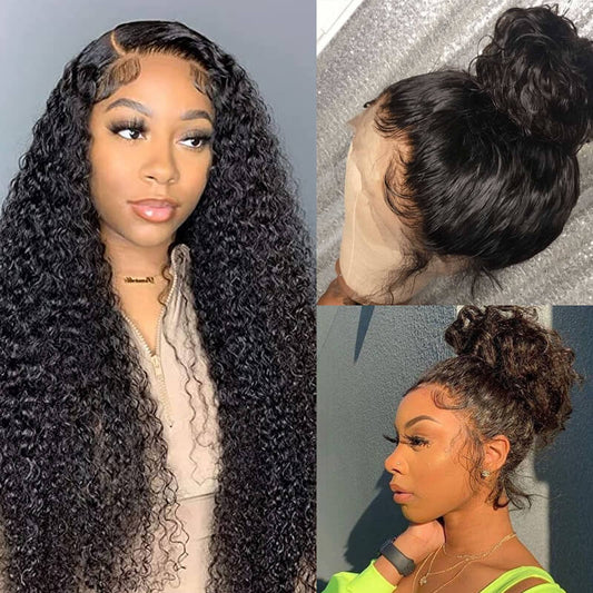 Glueless Deep Wave 360 Transparent Lace Frontal Human Hair Wig