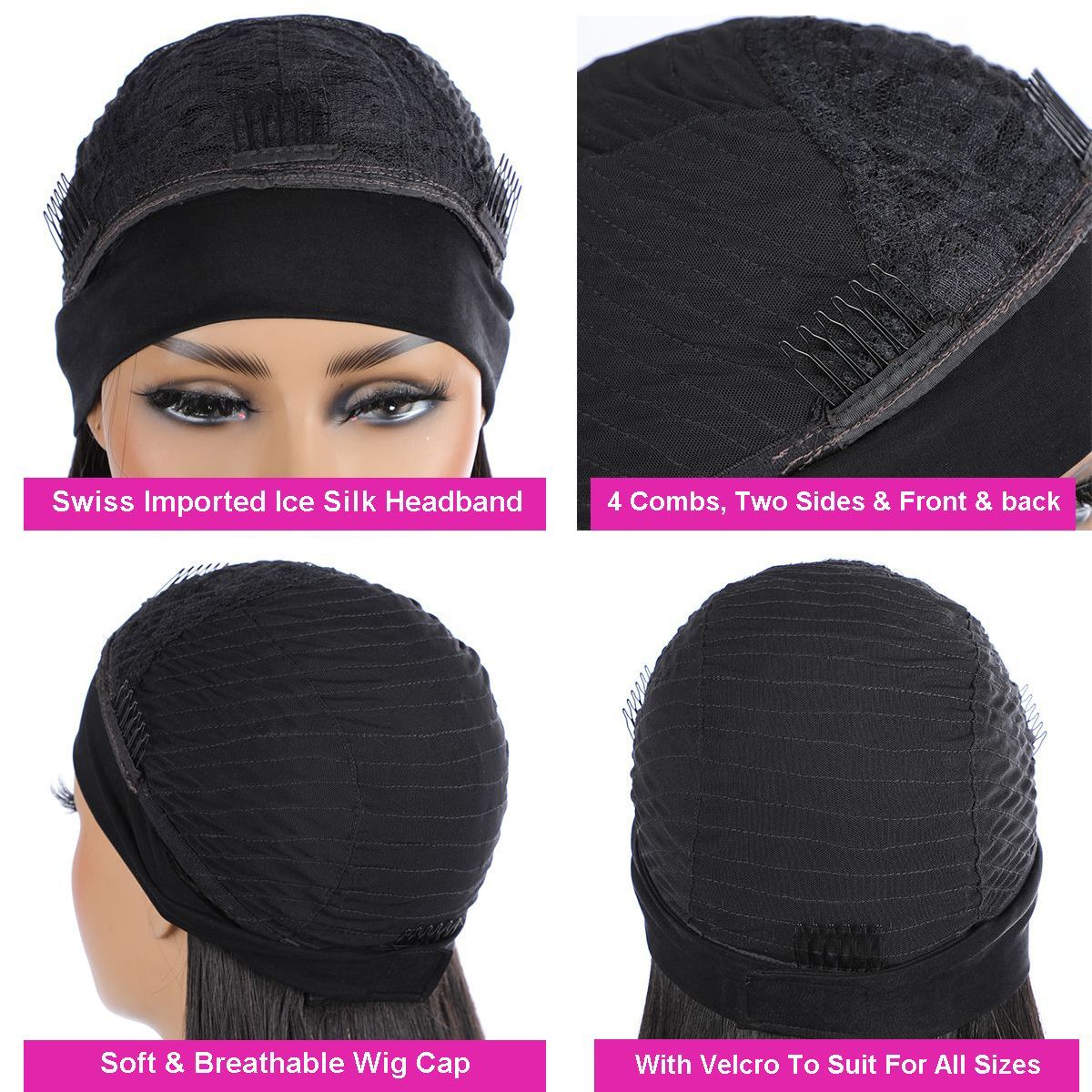 Headband Wig Straight Human Hair Wigs