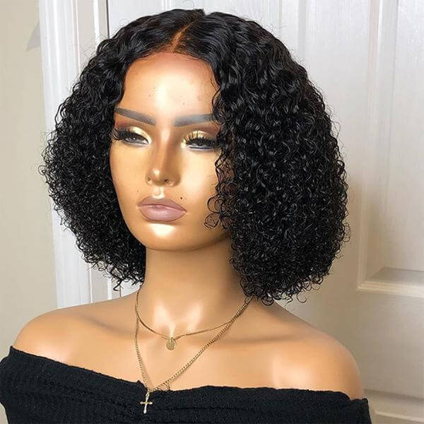 10 Inch Kinky Curly Virgin Hair 4×4 Lace Closure Wig