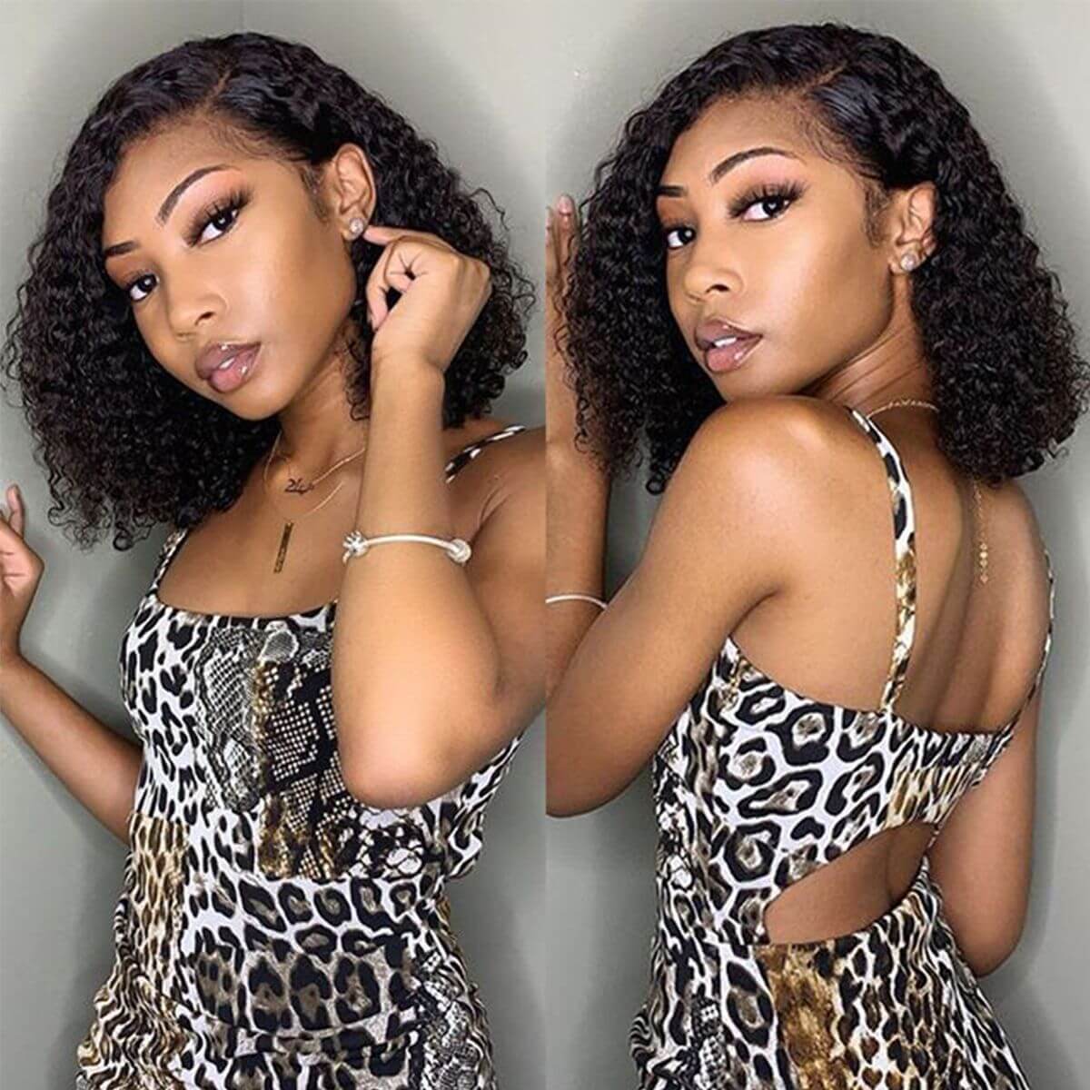 10 Inch Kinky Curly Virgin Hair 4×4 Lace Closure Wig