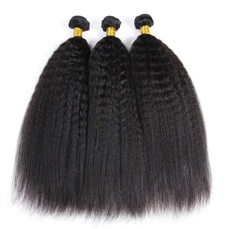 In stock kinky straight yaki virgin human hair bundle weave hair extensions