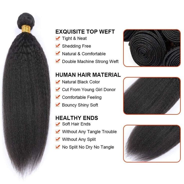 In stock kinky straight yaki virgin human hair bundle weave hair extensions