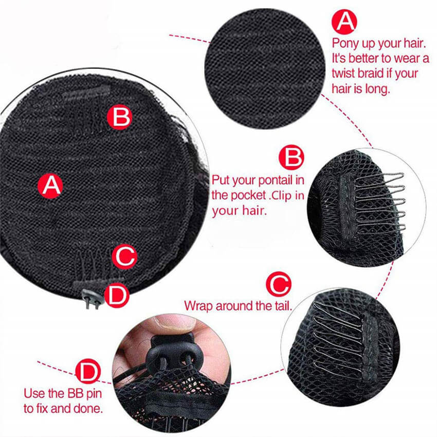 Drawstring Ponytail Virgin Hair Wrap Around Weight 100 Grams