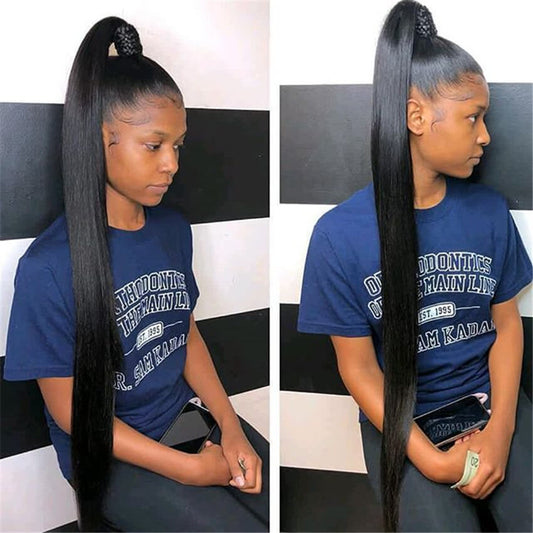 Drawstring Straight Body Wave Human Hair Ponytail Extension