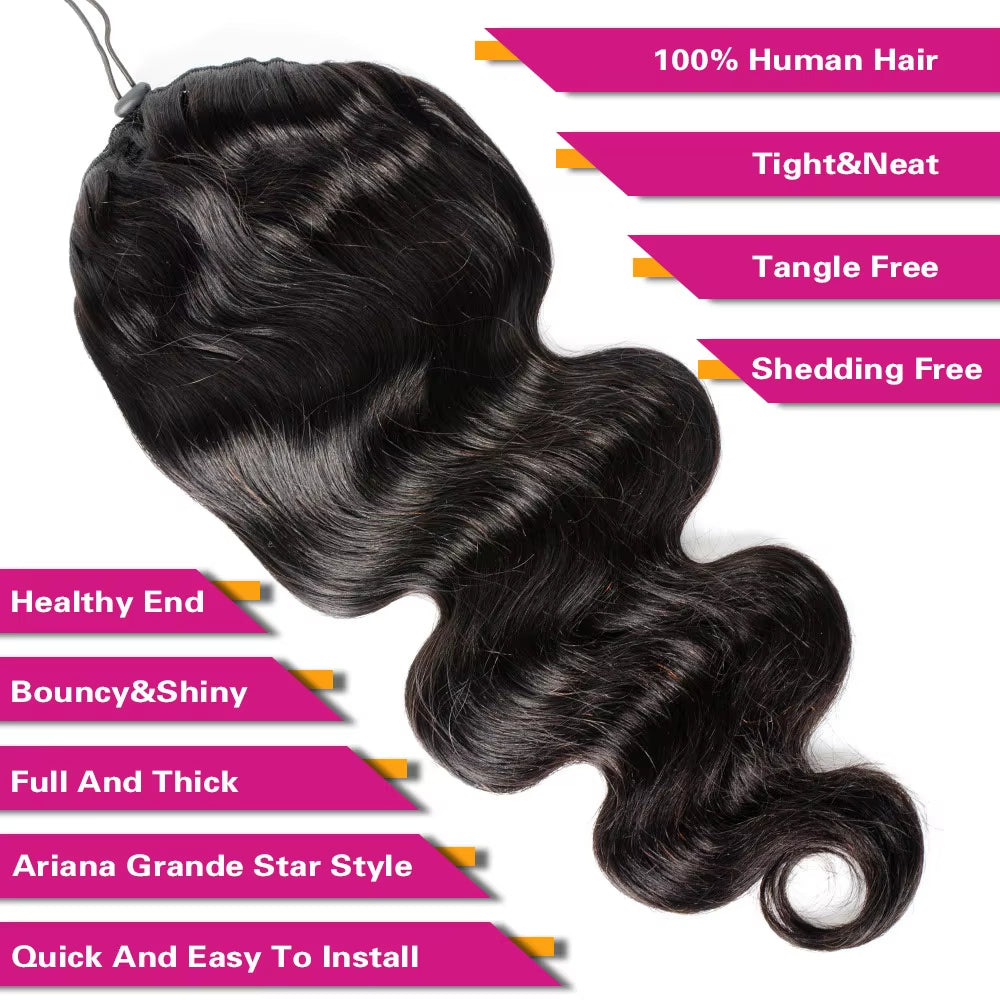 Deep Wave Human Hair Ponytail Extension