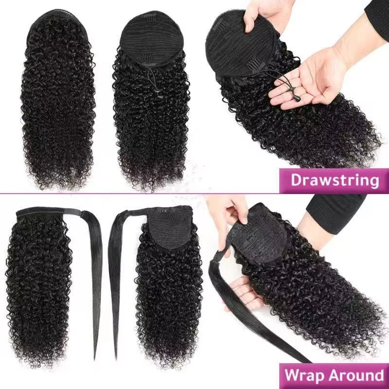 Deep Wave Human Hair Ponytail Extension