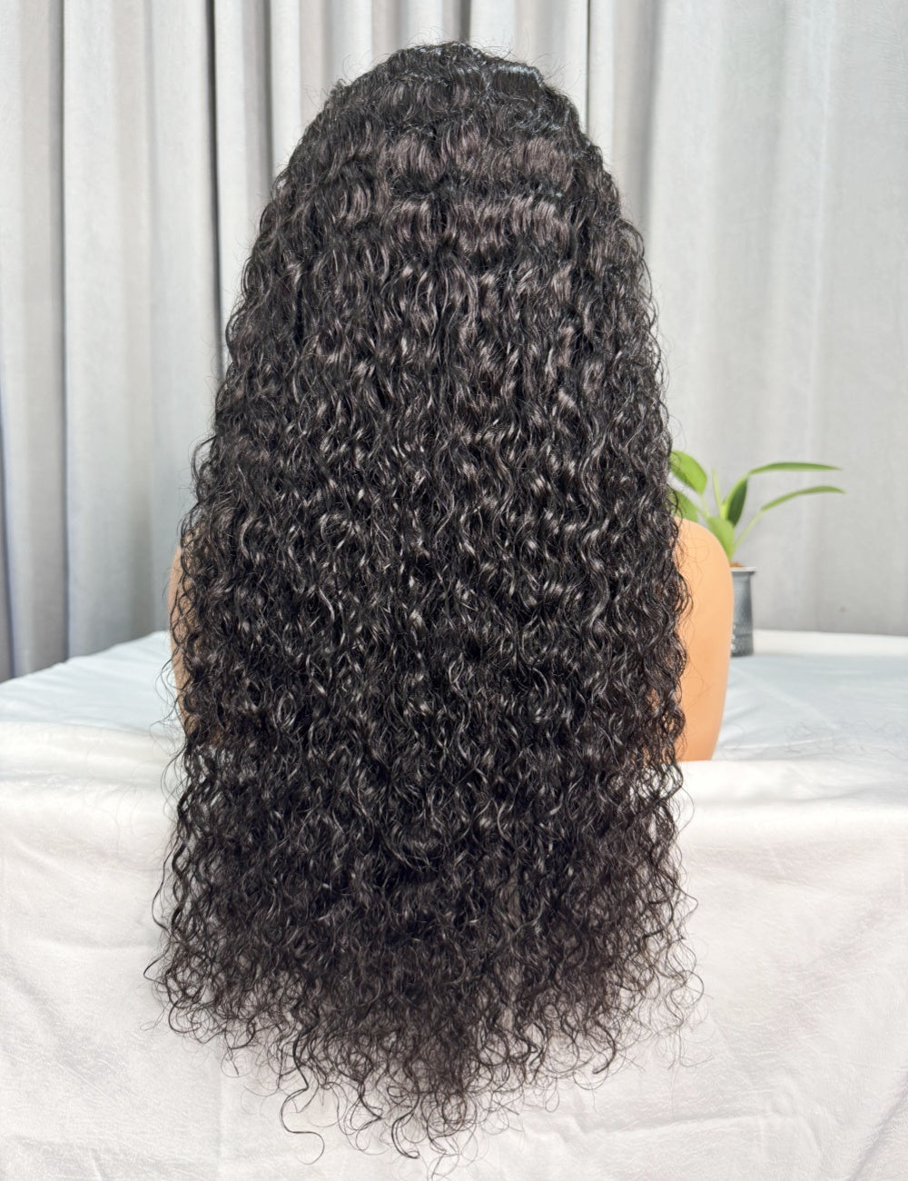 New Design Water Wave Human Hair Glueless Side Part 5x7 lace closure wig