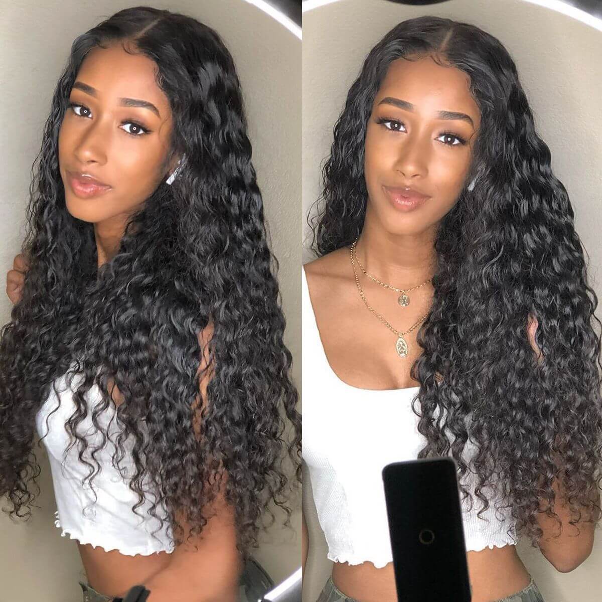 Hot Sale Water Wave Style 200% Density 4x4 Lace Closure Wigs