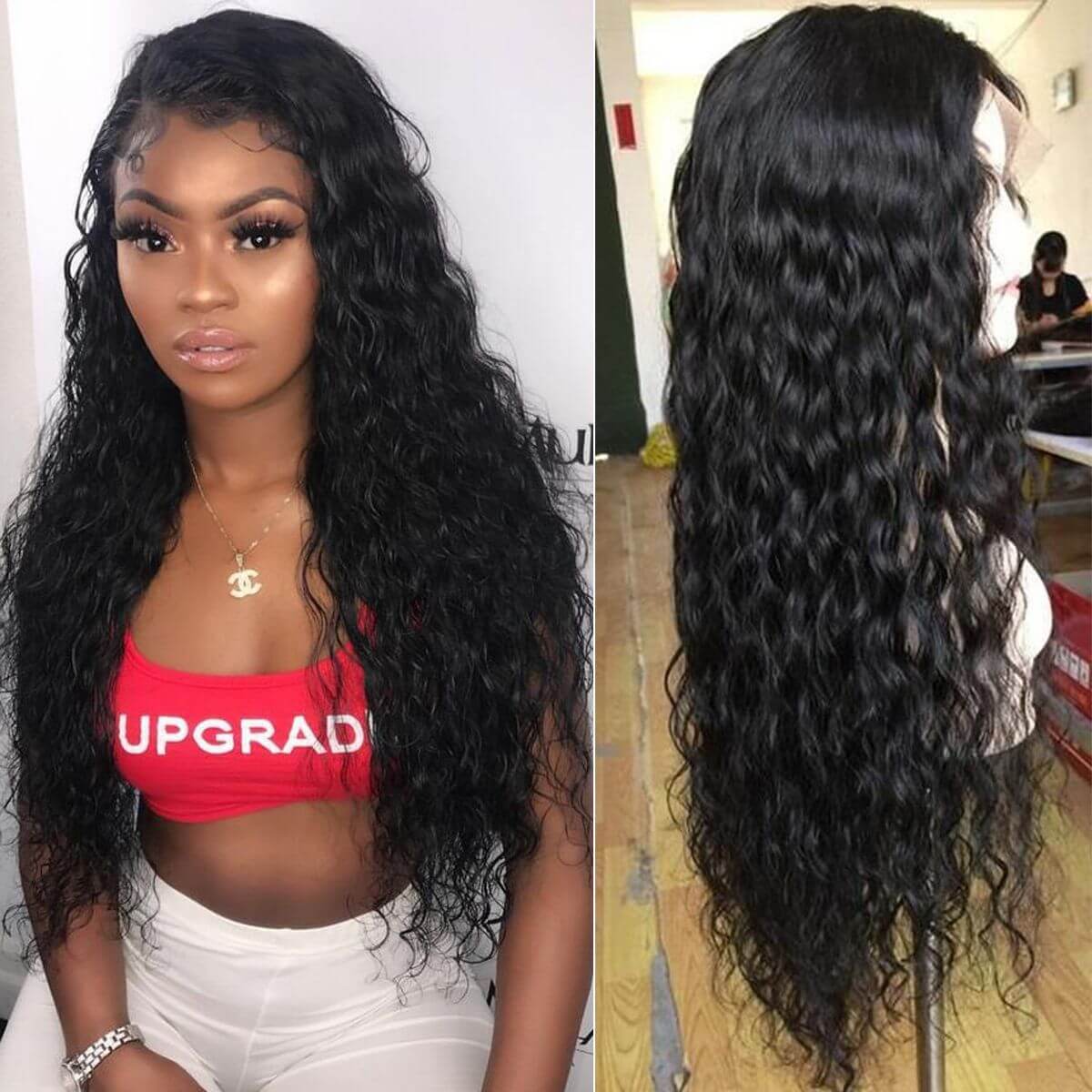 Hot Sale Water Wave Style 200% Density 4x4 Lace Closure Wigs