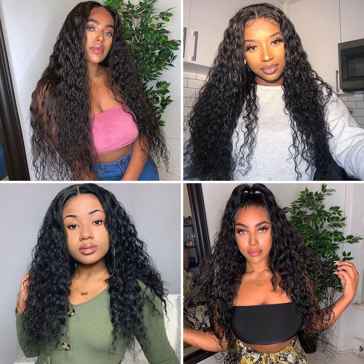 Hot Sale Water Wave Style 200% Density 4x4 Lace Closure Wigs